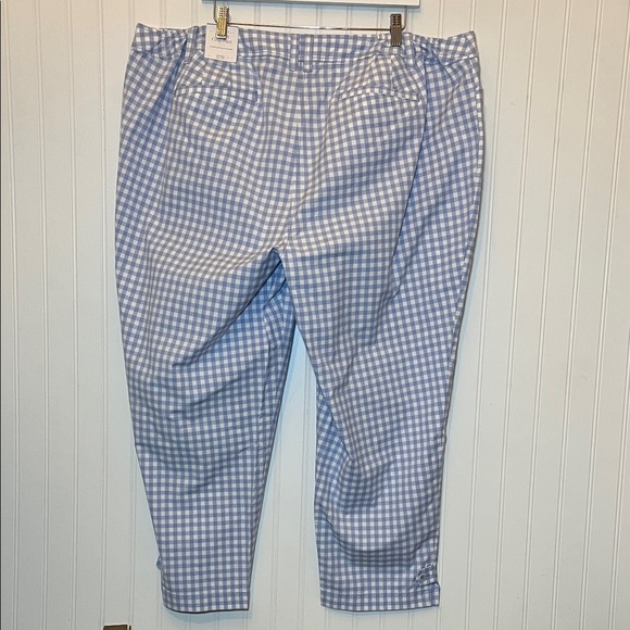 Talbots Perfect Crop Pant gingham blue & white checkered ankle pants NWT - Picture 9 of 13